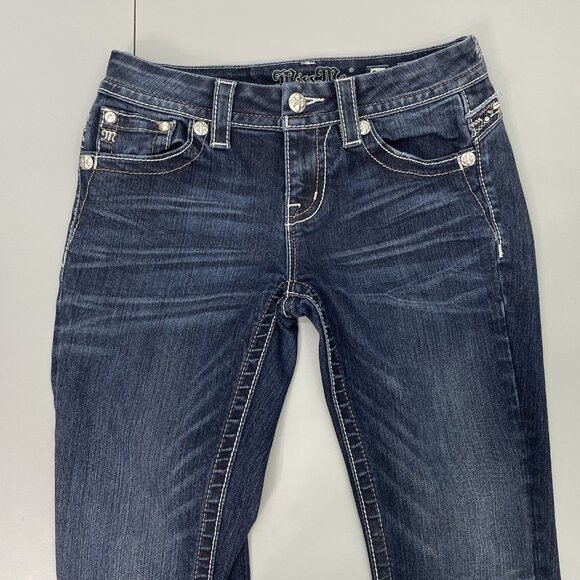 Miss Me Bootcut Jeans Western Bling Rhinestone Cowgirl Stretch Denim Womens 26 - Picture 4 of 12